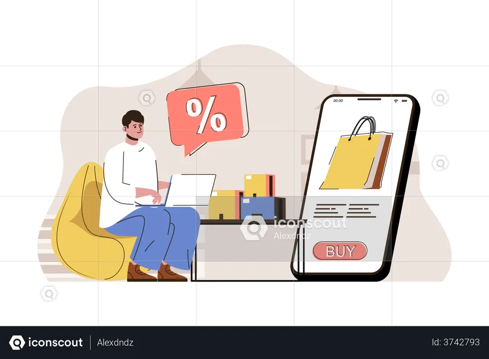 Online Shopping discount  Illustration