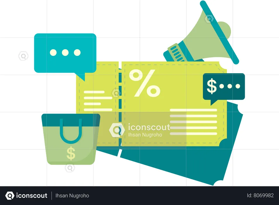 Online shopping discount vouchers  Illustration