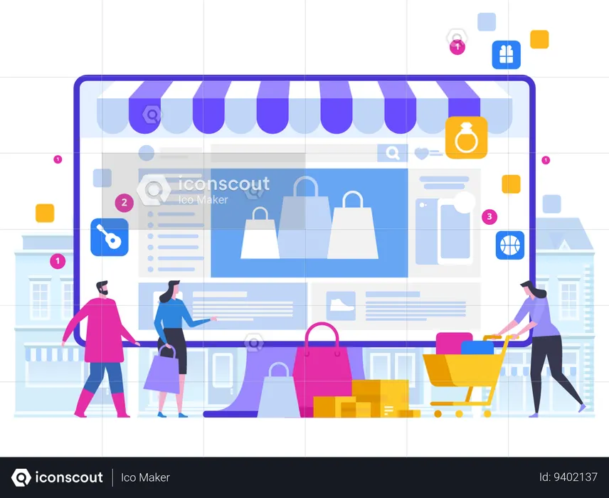 Online Shopping Discounts  Illustration