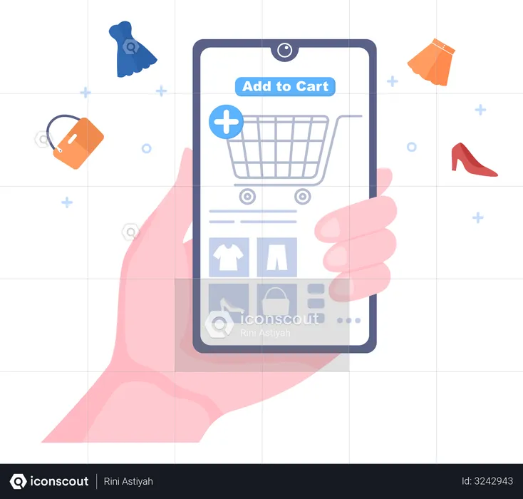 Online-Shopping-Eimer  Illustration