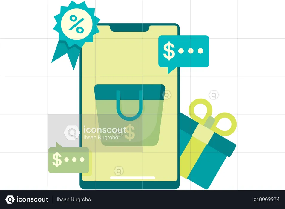 Online shopping gifts and discounts  Illustration