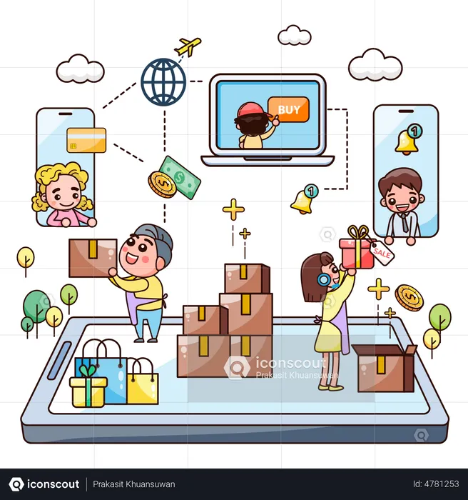 Online Shopping Marketplace  Illustration