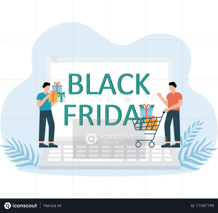 Online Shopping on Black Friday celebration  Illustration