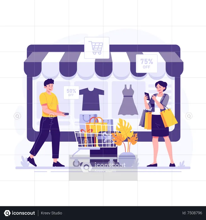 Online shopping on black friday  Illustration