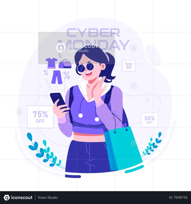 Online shopping on cyber monday  Illustration