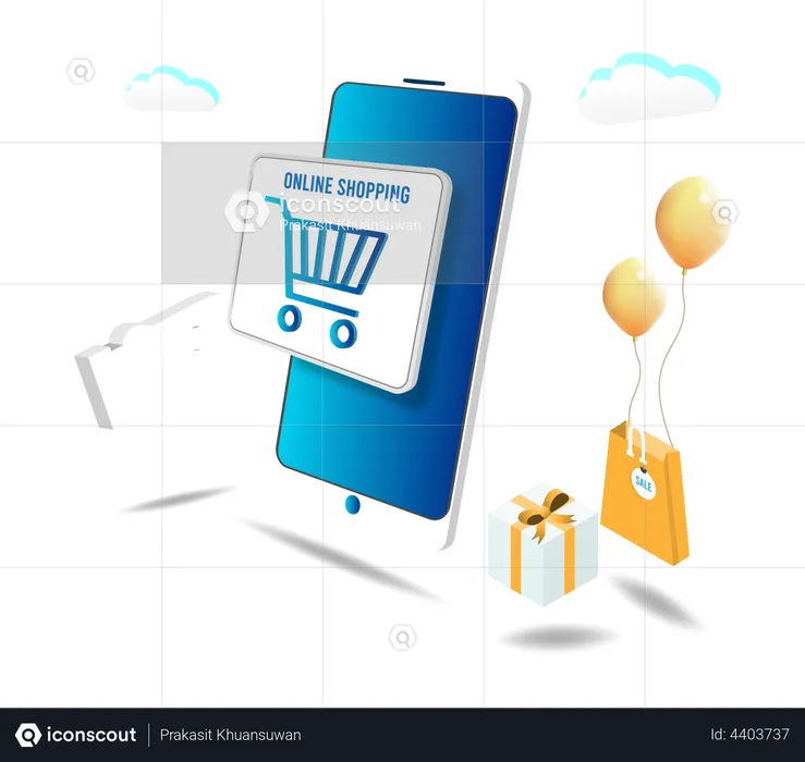 Online Shopping on mobile  Illustration