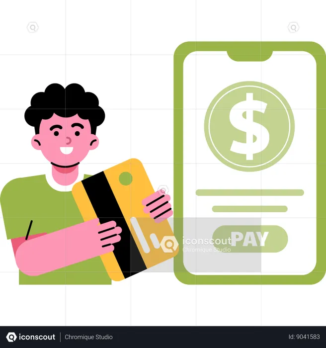 Online Shopping Payment Using Debit Card  Illustration