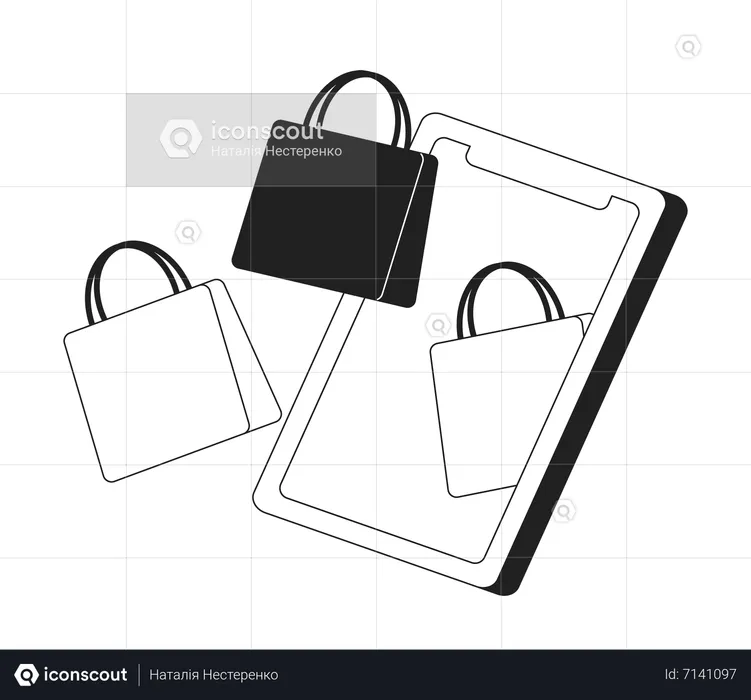 Online shopping platform on mobile phone  Illustration