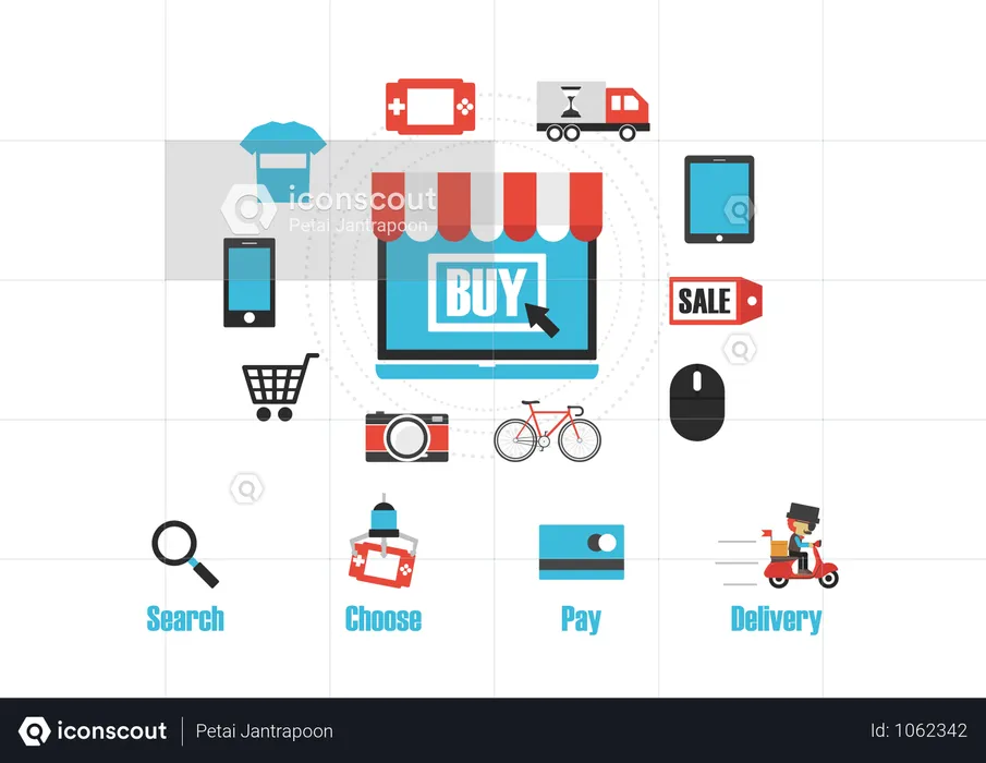 Online Shopping Process  Illustration