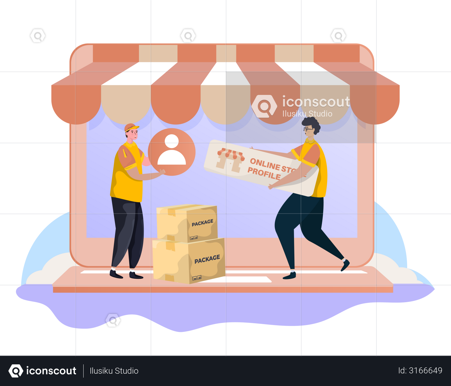 Best Premium Online shopping profile Illustration download in PNG