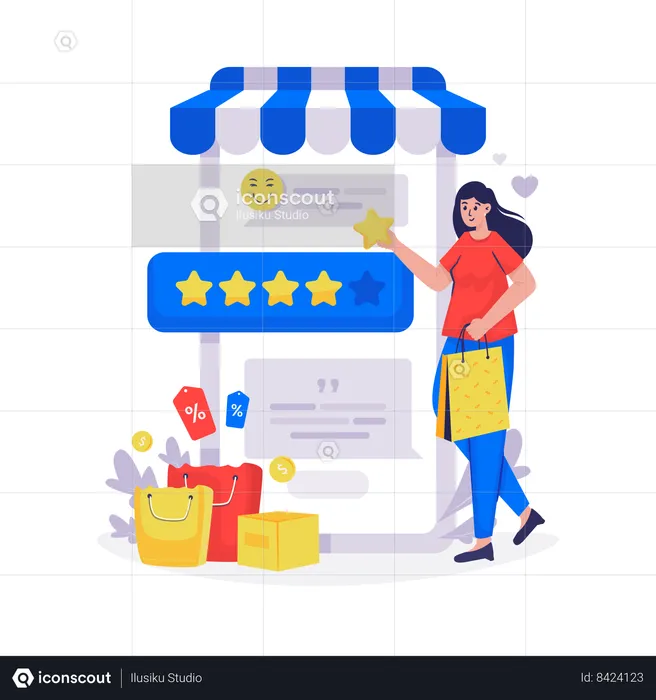 Online shopping review  Illustration