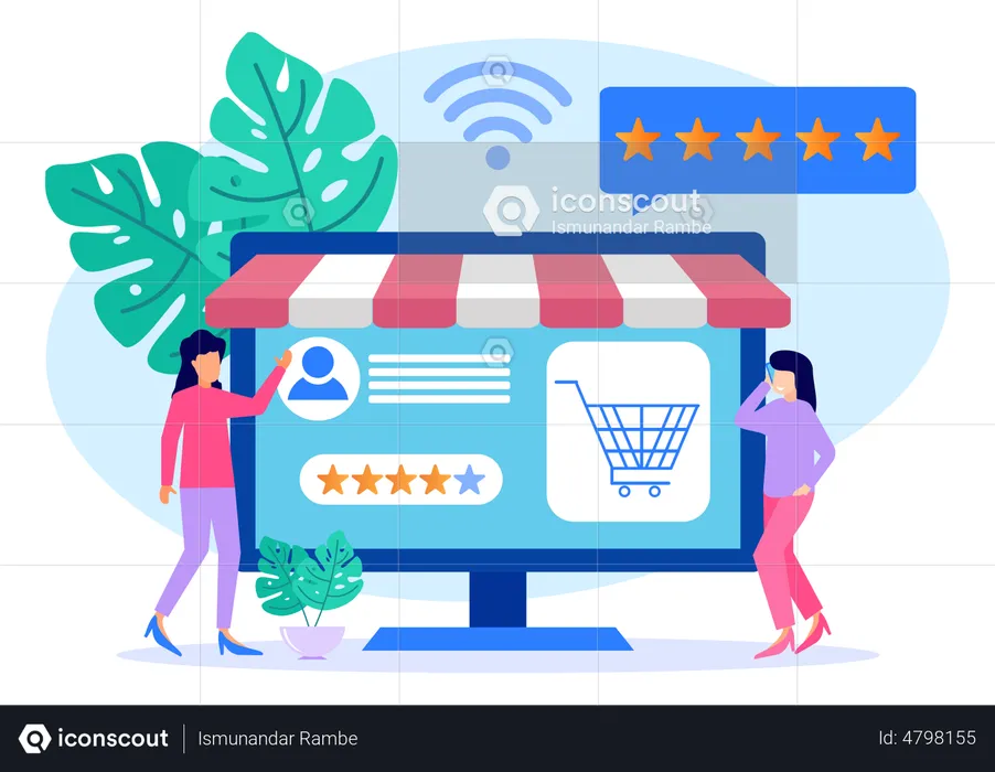 Online Shopping Review  Illustration