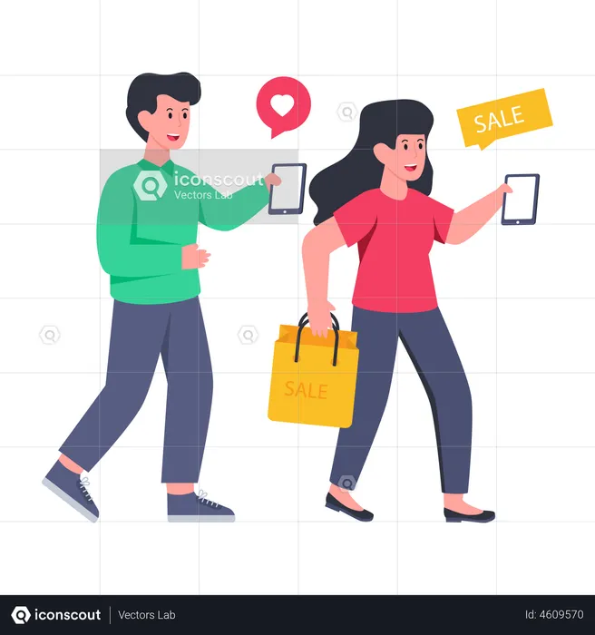 Online Shopping Sale  Illustration