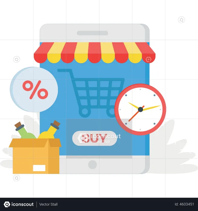 Online shopping sale timings  Illustration