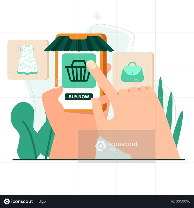 Online shopping through mobile  Illustration