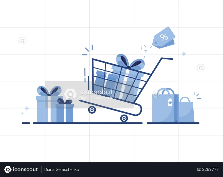 Online Shopping Trolley  Illustration
