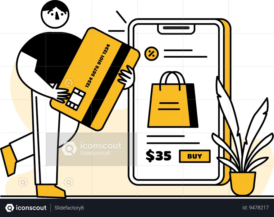 Online shopping using card payment  Illustration