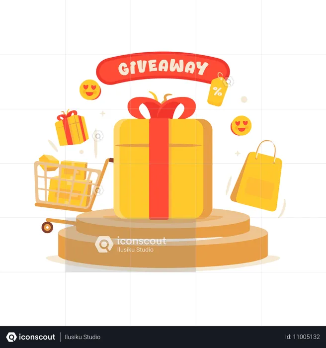 Online shopping with Giveaway promo  Illustration