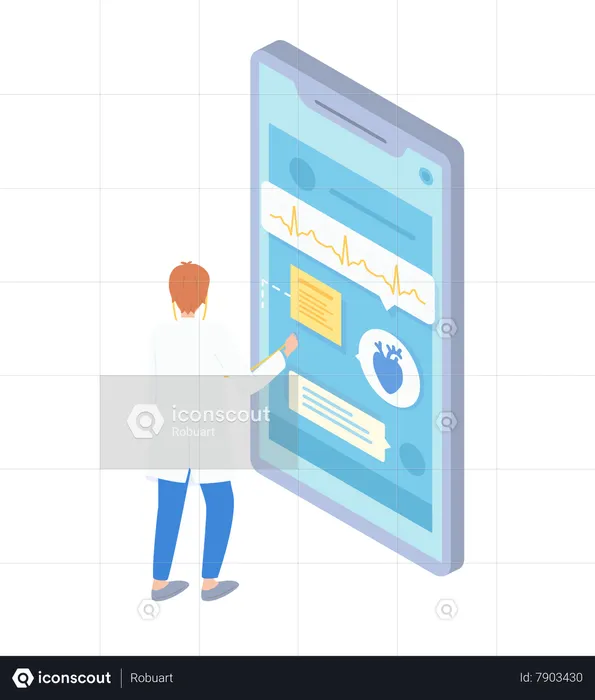 Online smartphone cardiology consultation  Illustration