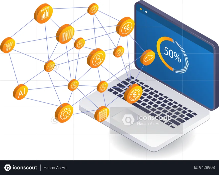 Online social media business network performance  Illustration