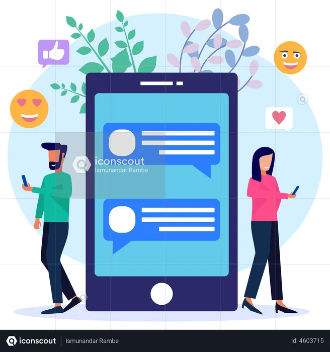Online Social Media Chatting  Illustration