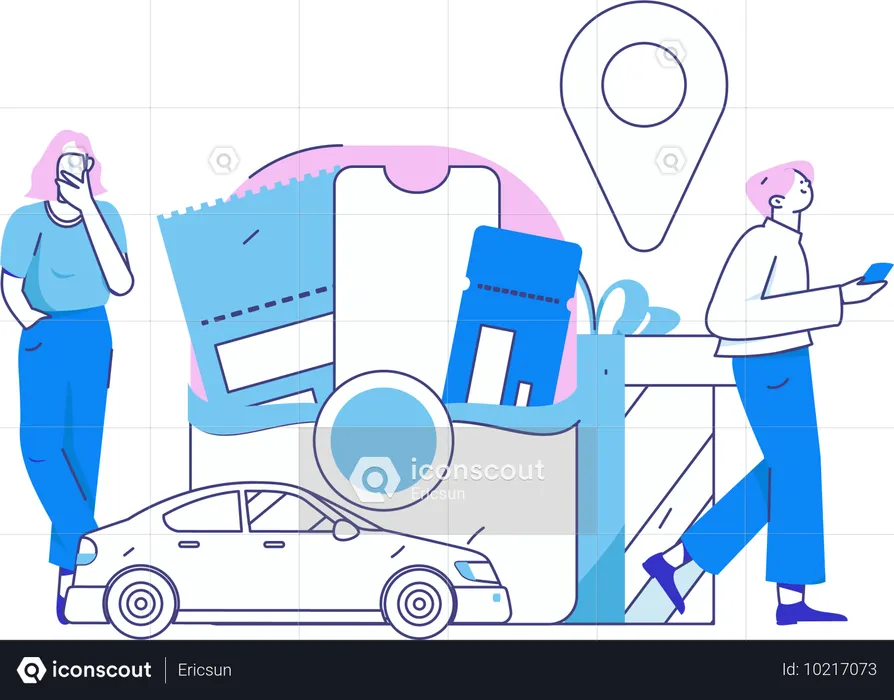 Online-Stadttaxi-Service  Illustration