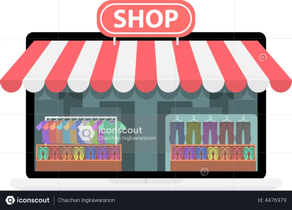 Online store on laptop  Illustration