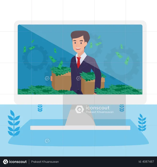 Online successful businessman  Illustration