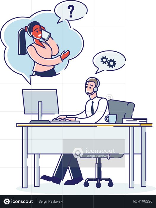 Online Support and Customer Service Illustration