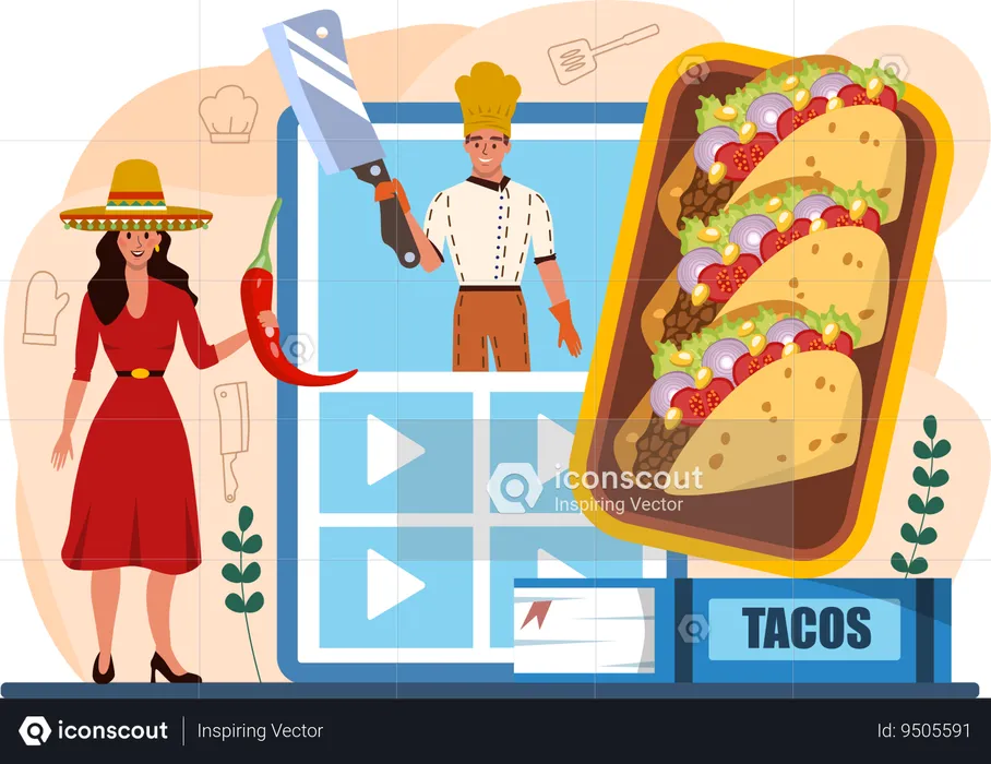Online tacos recipe  Illustration