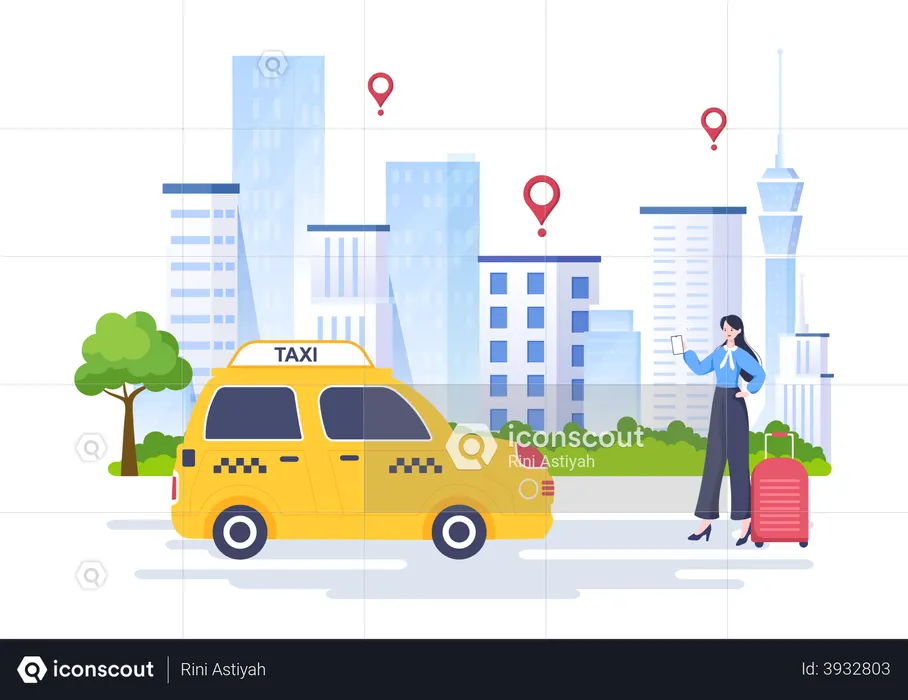 Online taxi booking  Illustration