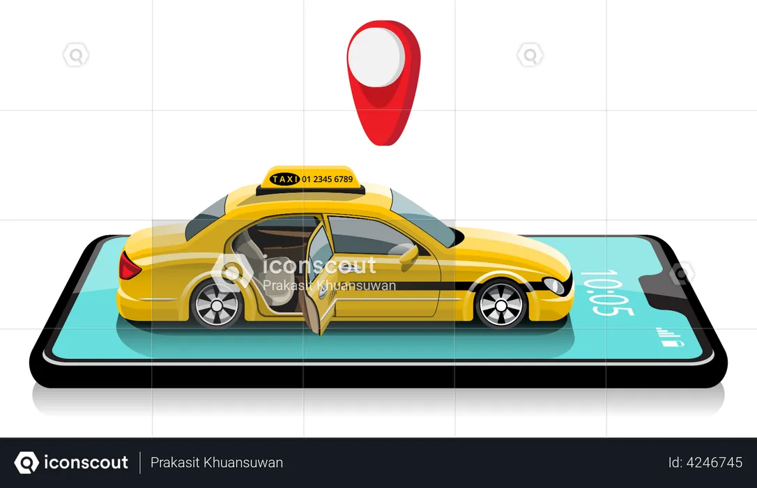 Online Taxi Booking  Illustration