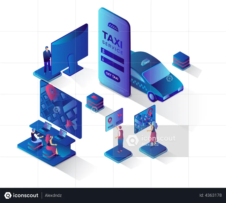Online Taxi booking app  Illustration