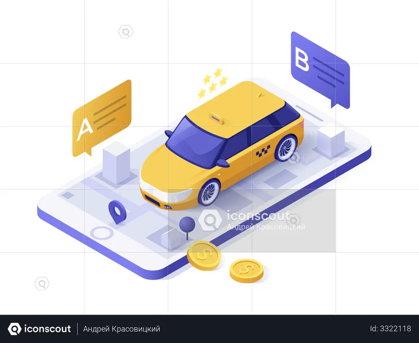 Online Taxi Booking application  Illustration