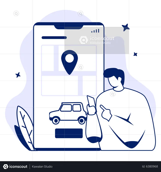 Online taxi booking  Illustration