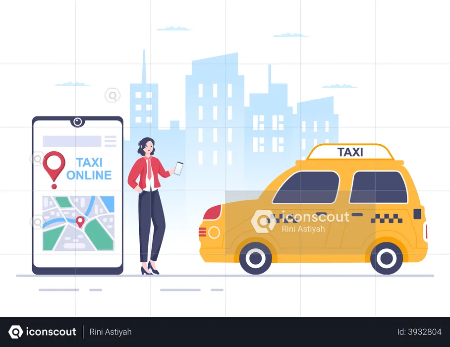 Online taxi booking  Illustration