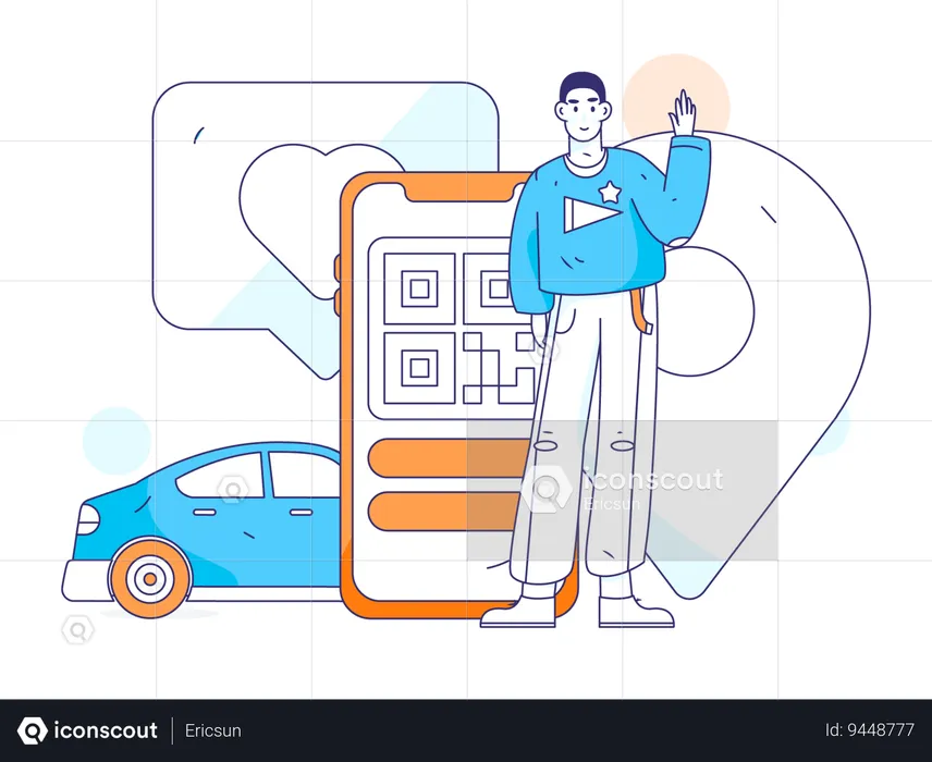 Online taxi booking  Illustration