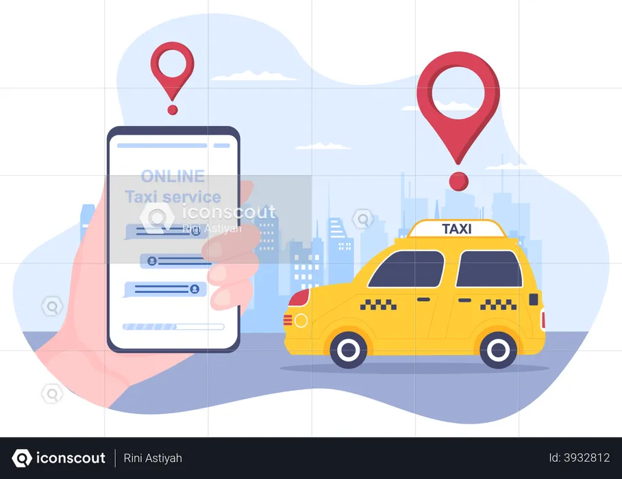 Online taxi booking service  Illustration