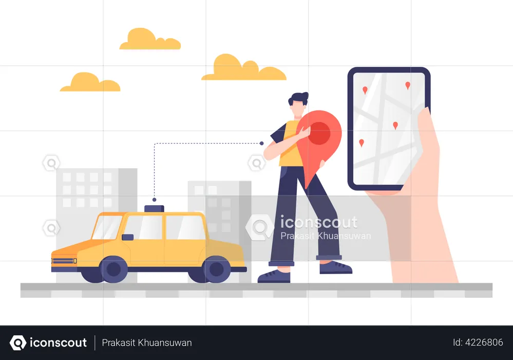 Online-Taxibuchung  Illustration