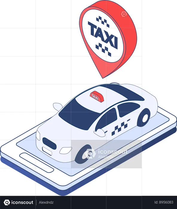 Online taxi location  Illustration