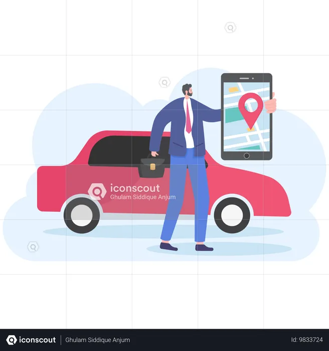 Online-Taxiservice  Illustration