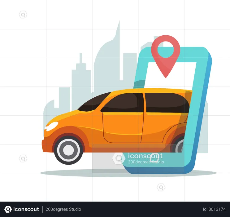Online taxi service  Illustration