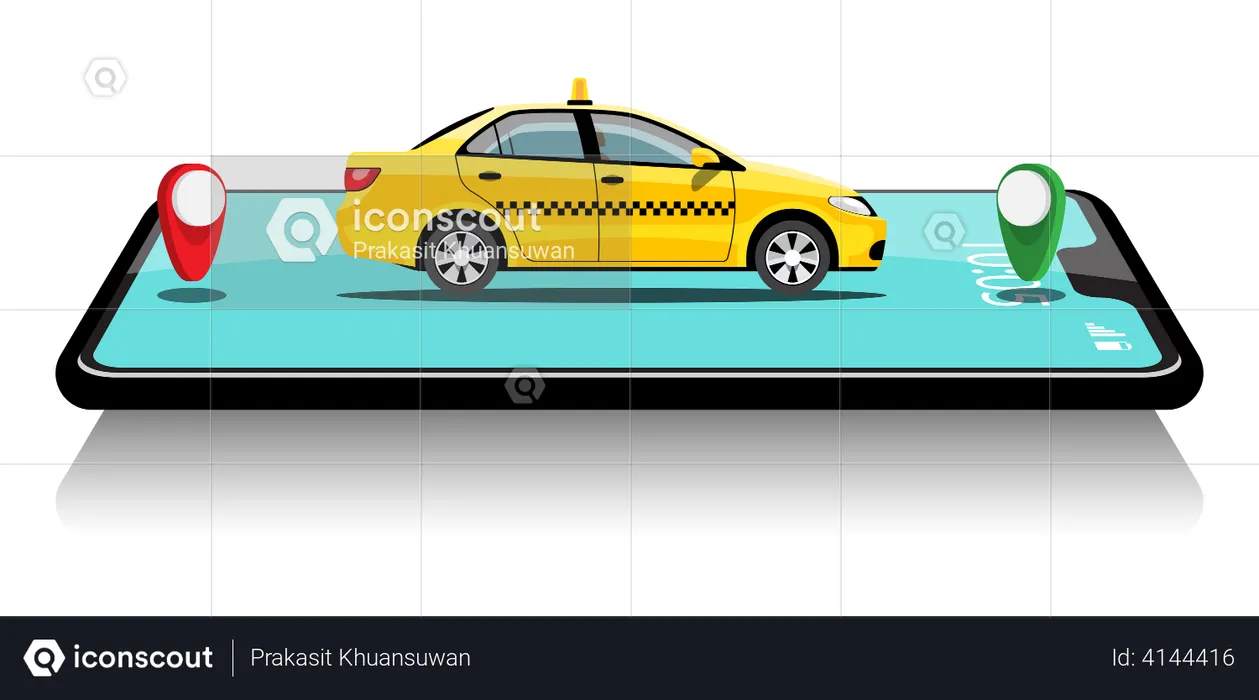 Online Taxi Service  Illustration