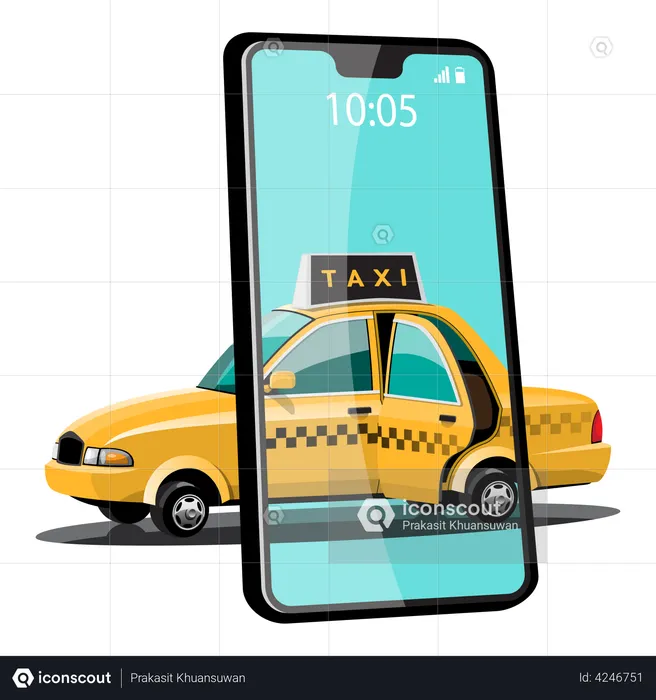 Online taxi service application  Illustration
