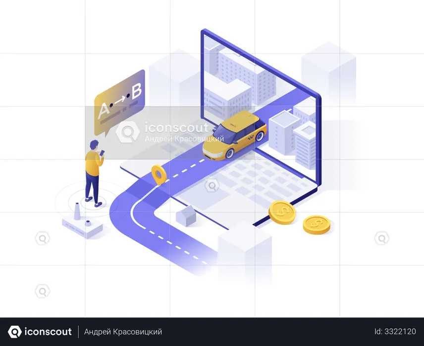 Online Taxi Service Application  Illustration