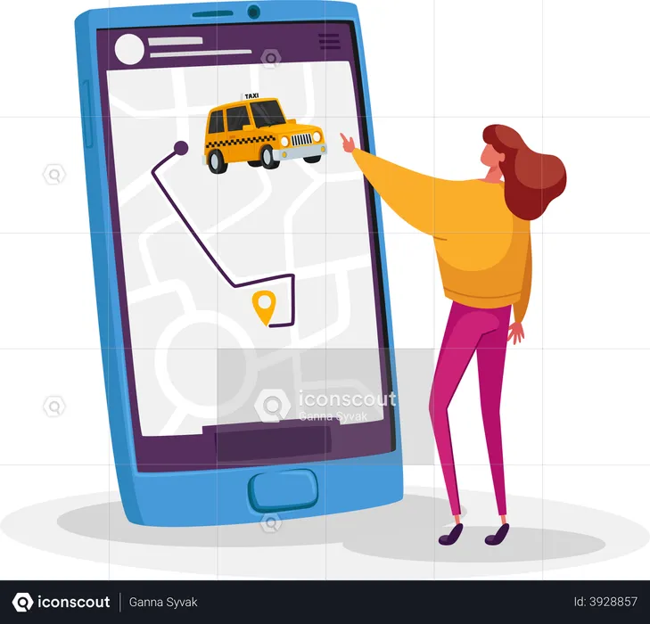 Online taxi tracking  Illustration