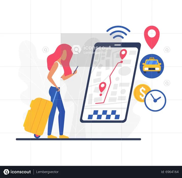 Online taxi tracking  Illustration