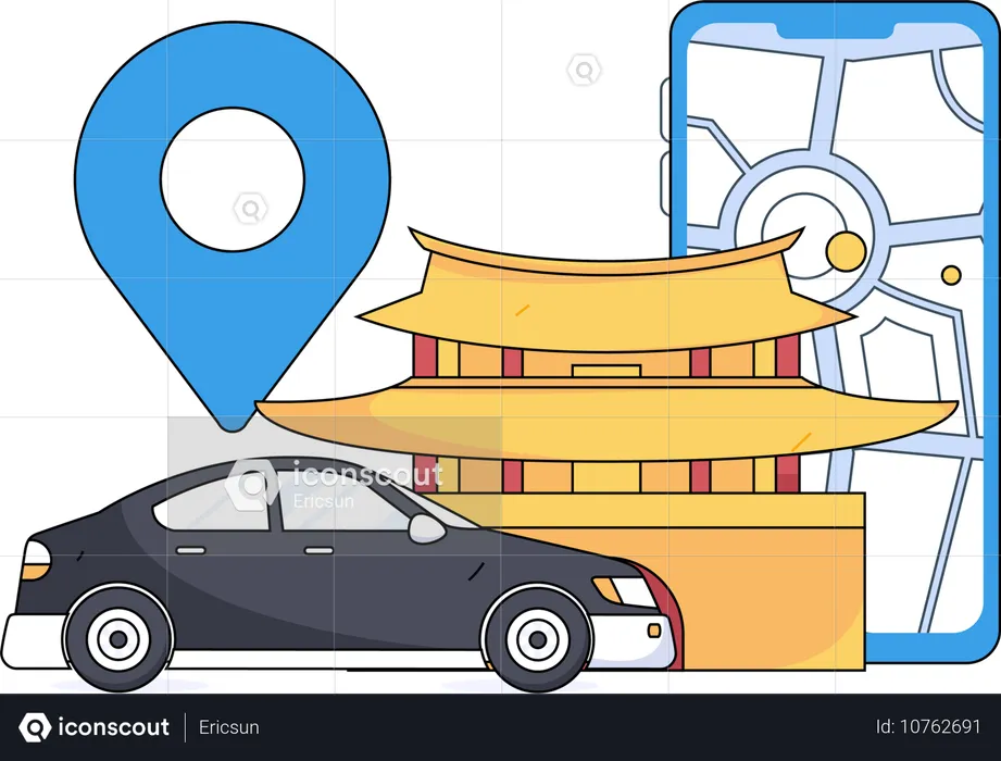 Online-Taxiservice  Illustration