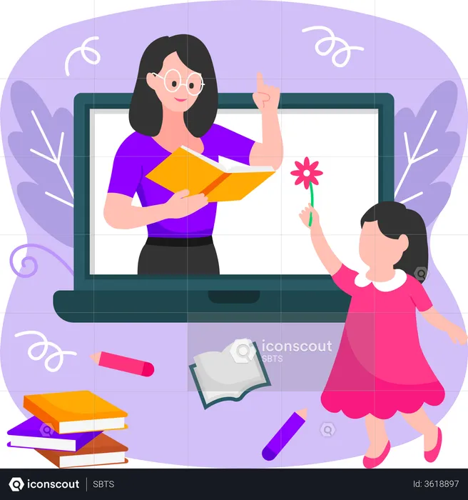 Online teachers day celebration  Illustration