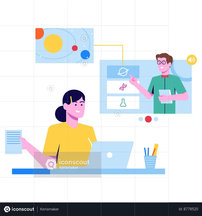 Online Teaching By Great Teacher  Illustration
